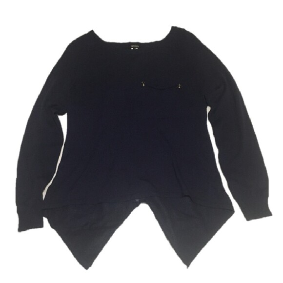 🎯3 for $30🎯 sweater Women S navy blue penguin tail sheer back soft lightweight - Picture 1 of 6